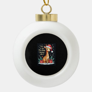 Giraffe Wear Weihnachtsmannmütze Matching Christma Keramik Kugel-Ornament