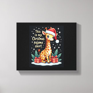 Giraffe Wear Weihnachtsmannmütze Matching Christma Leinwanddruck