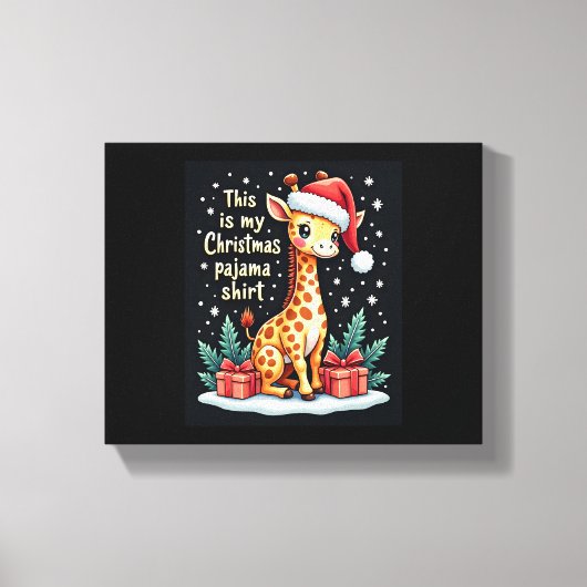 Giraffe Wear Weihnachtsmannmütze Matching Christma Leinwanddruck (Vorderseite)