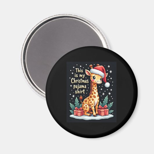Giraffe Wear Weihnachtsmannmütze Matching Christma Magnet (Vorderseite/Rückseite)
