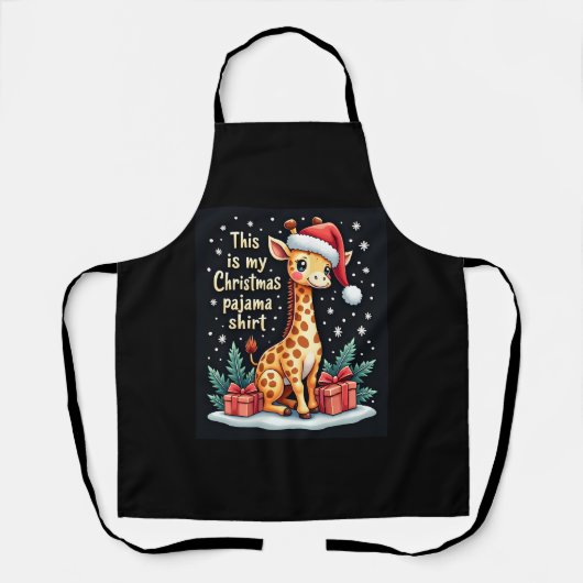 Giraffe Wear Weihnachtsmannmütze Matching Christma Schürze (Vorderseite)