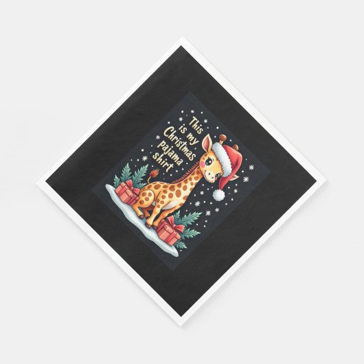 Giraffe Wear Weihnachtsmannmütze Matching Christma Serviette (Ecke)