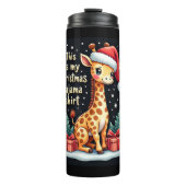Giraffe Wear Weihnachtsmannmütze Matching Christma Thermosbecher (Vorderseite)