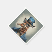 Giraffe wearing a top hat smoking a cigar serviette (Ecke)