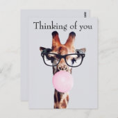 Giraffe Wearing Brillen Denken Sie an Sie Postkarte (Vorne/Hinten)