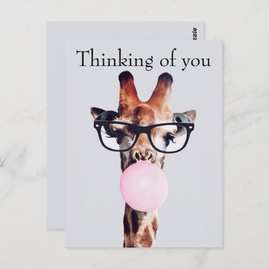Giraffe Wearing Brillen Denken Sie an Sie Postkarte (Vorne/Hinten)