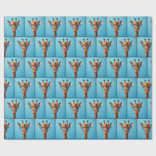Giraffe Wearing Eyeglasses Geschenkpapier (Flach)