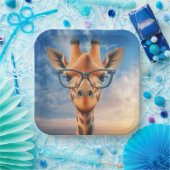 Giraffe Wearing Eyeglasses Pappteller (Party)