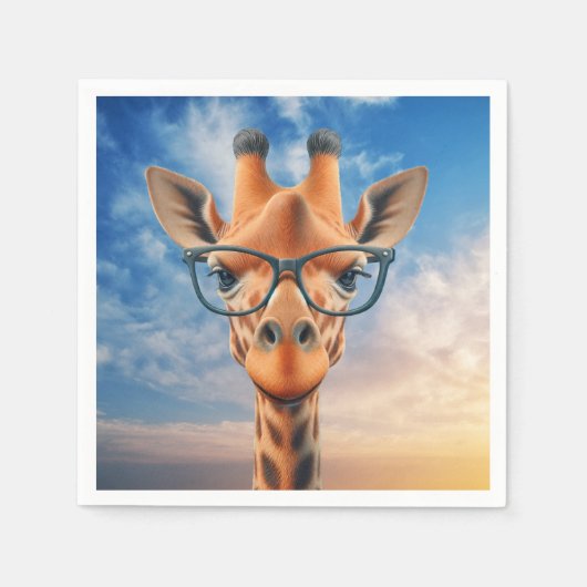 Giraffe Wearing Eyeglasses Serviette (Vorderseite)