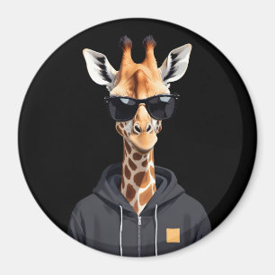 Giraffe Wearing Hoodie Funny Coole Tierart Magnet