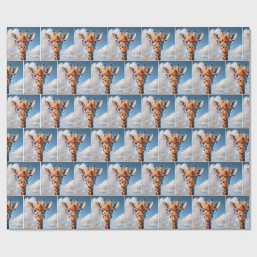 Giraffe Wearing Red Eyeglasses Geschenkpapier (Flach)