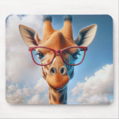 Giraffe Wearing Red Eyeglasses Mousepad (Vorne)