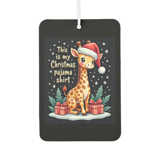 Giraffe Wearing Santa Hat Matching Christmas Pajam Autolufterfrischer (Vorderseite)