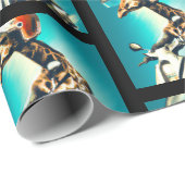 Giraffe Webereihelm auf Motorrad Moderne Kunst Kun Geschenkpapier (Rolleneckpunkt)