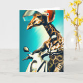 Giraffe Webereihelm auf Motorrad Moderne Kunst Kun Karte (Gelbe Blume)