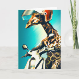 Giraffe Webereihelm auf Motorrad Moderne Kunst Kun Karte