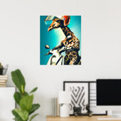 Giraffe Webereihelm auf Motorrad Moderne Kunst Kun Poster (Heimbüro)