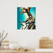 Giraffe Webereihelm auf Motorrad Moderne Kunst Kun Poster (Küche)