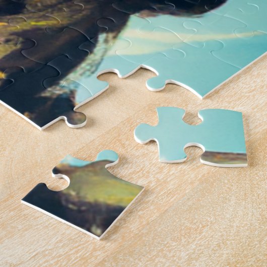 Giraffe Webereihelm auf Motorrad Moderne Kunst Kun Puzzle (Seite)