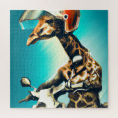 Giraffe Webereihelm auf Motorrad Moderne Kunst Kun Puzzle (Vertikal)