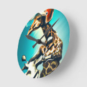 Giraffe Webereihelm auf Motorrad Moderne Kunst Kun Runde Wanduhr (Winkel)