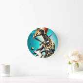 Giraffe Webereihelm auf Motorrad Moderne Kunst Kun Runde Wanduhr (Zuhause)