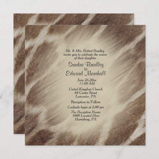 Giraffe Wedding Einladung (Vorne/Hinten)