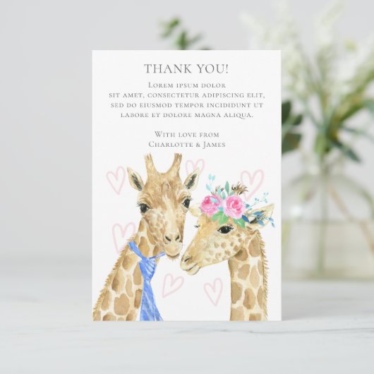 Giraffe Wedding Vielen Dank Dankeskarte (Stehend Vorderseite)