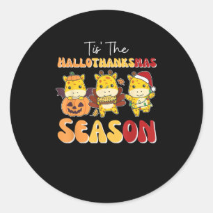Giraffe Weihnachten Halloween Ist Die Hallothanksm Runder Aufkleber