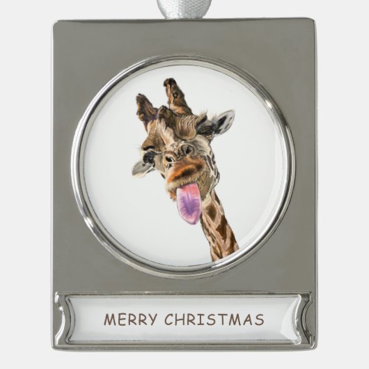 Giraffe Weihnachts-Banner Ornament Lächeln (Vorderseite)