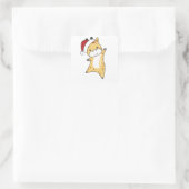 Giraffe Weihnachts-Giraffen Wintertiere Quadratischer Aufkleber (Tasche)