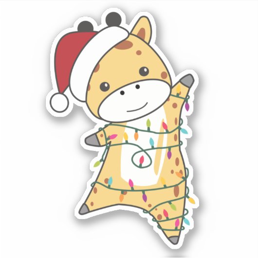 Giraffe Weihnachts-Giraffen Wintertiersticker Aufkleber (Vorderseite)