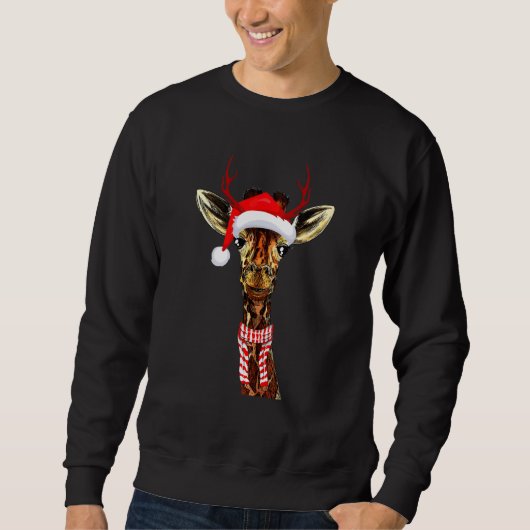 Giraffe-Weihnachts-Rentiergeweih Xmas Sweatshirt (Vorderseite)