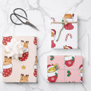 Giraffe Weihnachts-Wintertiere Feiertage Giraffen Geschenkpapier Set