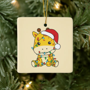 Giraffe Weihnachts-Wintertiere Feiertage Giraffen Keramikornament