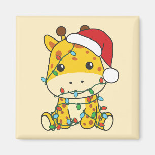 Giraffe Weihnachts-Wintertiere Feiertage Giraffen Magnet