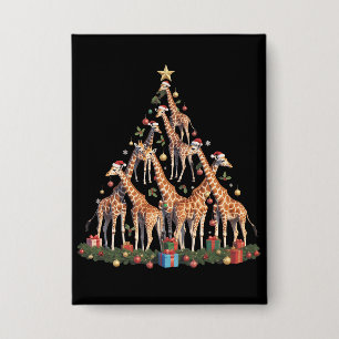 Giraffe-Weihnachtsbaum-Santa-Afrikanische-Wildtier Button