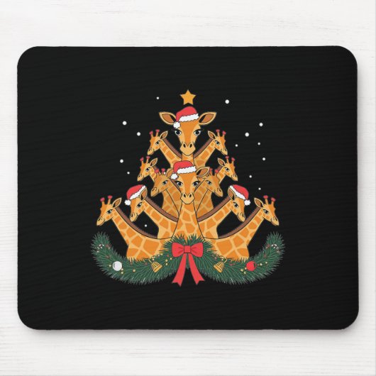 Giraffe Weihnachtsbaum Tierische Weihnachtsfrauen Mousepad (Vorne)