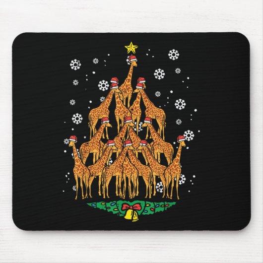 Giraffe Weihnachtsbaum Tierische Weihnachtsfrauen Mousepad (Vorne)