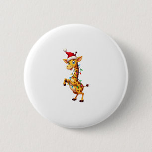 Giraffe-Weihnachtsbeleuchtung Lustiger Weihnachtsm Button