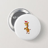 Giraffe-Weihnachtsbeleuchtung Lustiger Weihnachtsm Button (Vorne & Hinten)