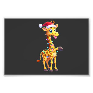 Giraffe Weihnachtsbeleuchtung Lustiger Weihnachtsm Fotodruck