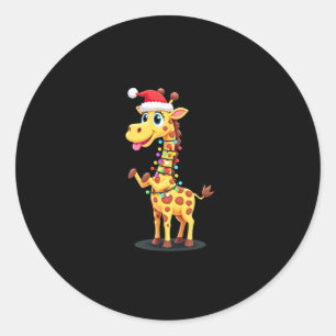 Giraffe Weihnachtsbeleuchtung Lustiger Weihnachtsm Runder Aufkleber