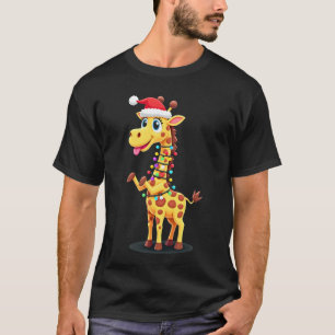 Giraffe Weihnachtsbeleuchtung Lustiger Weihnachtsm T-Shirt