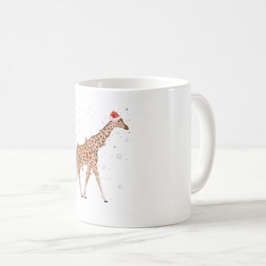 Giraffe Weihnachtsfarbenleuchten Funny Kaffeetasse (VorderseiteRechts)