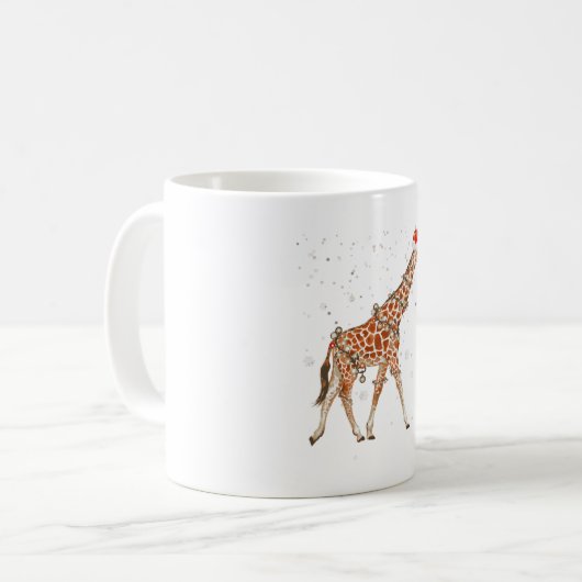 Giraffe Weihnachtsfarbenleuchten Funny Kaffeetasse (Vorderseite Links)