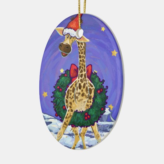 Giraffe Weihnachtsfeier Keramik Ornament (Links)