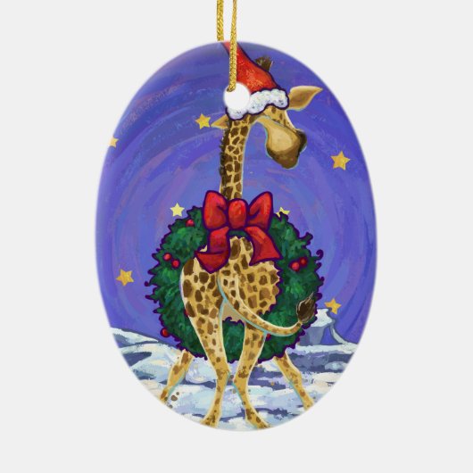 Giraffe Weihnachtsfeier Keramik Ornament (Hinten)