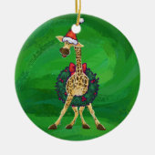 Giraffe Weihnachtsfeier Keramik Ornament (Vorne)