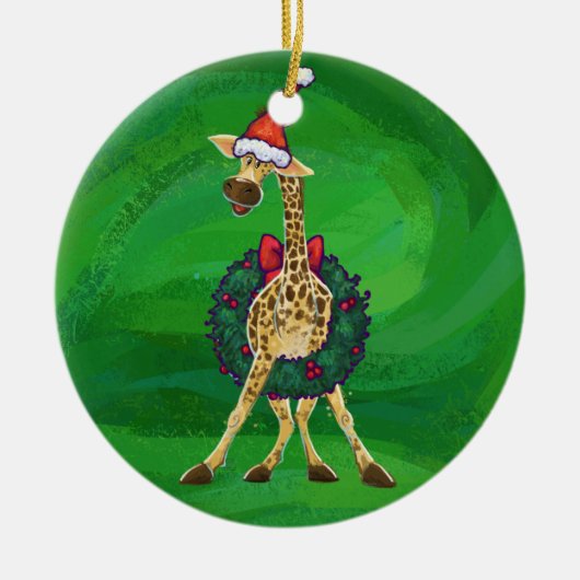 Giraffe Weihnachtsfeier Keramik Ornament (Vorne)